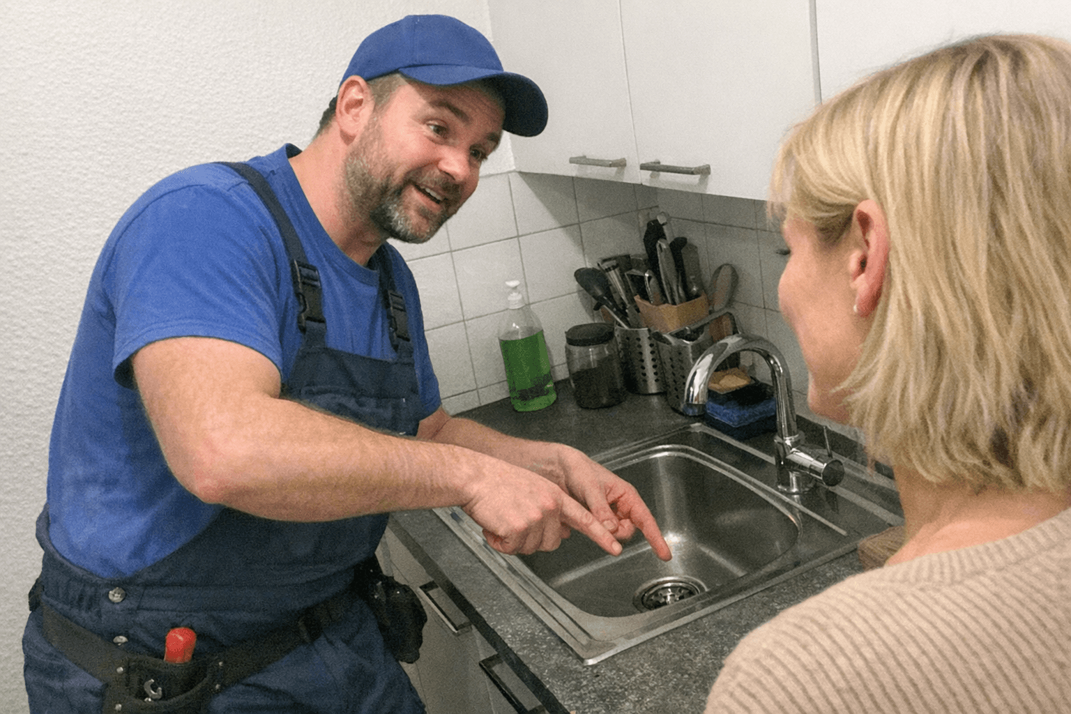 Techniker berät Kunden zur Prävention